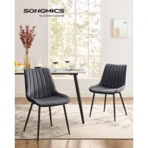 Songmics Lot de 2 chaises de salle à manger gris