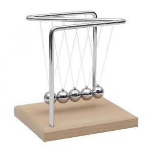 Pendule newton m&eacute;tallique avec 5 boules argent&eacute;es (H15 cm)