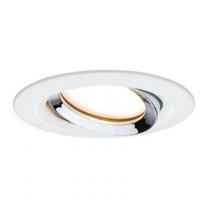 Image de Paulmann Nova Plus 93685 Spot LED encastrable rond et orientable avec 1 x 6,8 W IP65 &agrave; intensit&eacute; variable Blanc mat Chrom&eacute; Spot encastrable en aluminium 2700 K
