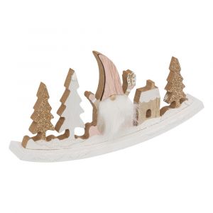 Déco de Noël Bascule Gnome et Sapin en bois L 20 x H 10 cm