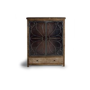 Vitrine en bois manguier marron vieilli