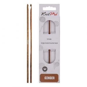 Knitpro 31241 Ginger Aiguille &agrave; Crochet en Bois Naturel/Marron 3 mm, Natur/Braun