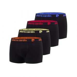 Pierre Cardin Boxer Homme 100% Coton, Cale&ccedil;on Homme Naturel et Hypoallerg&eacute;nique (Lot de 4), Noir/Orange/Jaune/Rouge/Bleu, XXL Homme
