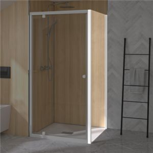 Image de Kinedo Paroi de couche fixe supra (&agrave; coupler avec porte supra) largeur 70 cm hauteur 1,90 m verre transparent profil&eacute;s blanc fabriqu&eacute; en France