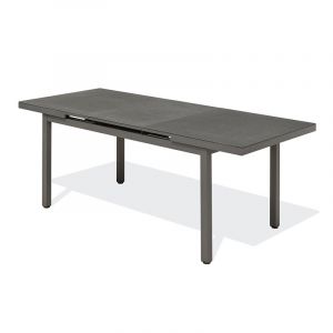 DCB Garden Table en alu et spraystone avec rallonge automatique grise anthracite