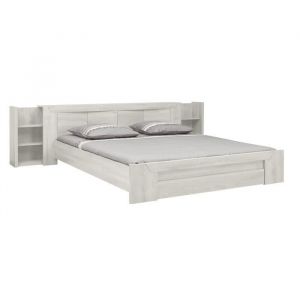 GAMI Ensemble lit 180X200 cm + Tete cosy eden - Bois et chene blanchi - 1 tiroir