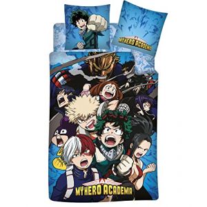 Image de Aymax My Hero Academia - Parure de Lit Enfant 3 pcs Coton Housse de couette 140x200 cm, Drap housse 90x190 cm, une Taie 65x65 cm