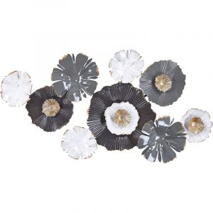 Beliani Décoration Murale Design Moderne Finition Précise en Acier Doré Gris et Blanc 90 x 49 cm Potassium - Gris