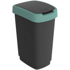 Rotho Poubelle pour les dechets swing Twist 25L noir/vert foncé