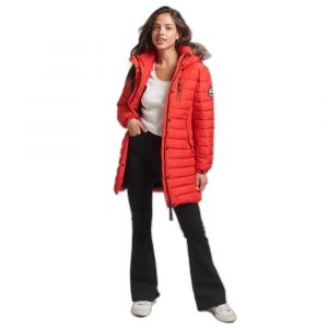 Superdry Doudoune mi-longue à capuche avec fausse fourrure femme