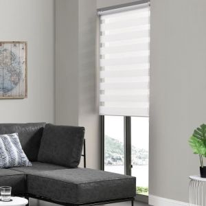 Store Enrouleur Windau Zébré sans Perçage Réglage en Continue 90 x 220 cm Blanc [en.casa]