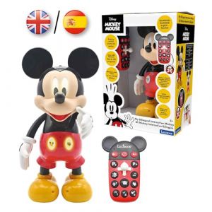 Lexibook MCH01i2 Micky Maus Disney-Robot Mickey Bilingue-Anglais/Espagnol, 100 Quiz éducatifs, Effets de Lumière, Danse, Programmable, Articulé, Noir/Rouge, MCH01i2, Moyen
