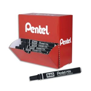 Image de Pentel Pack de 36 marqueurs permanents corps m&eacute;tal N60 - pointe biseaut&eacute;e - noir