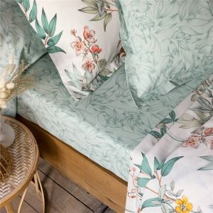 Drap-housse 90x190 vert en coton