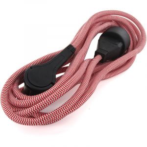 Image de Chacon Prolongateur textile Schuko fiche plate 3m - Rouge/Blanc