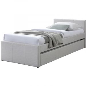 Lit gigogne 90 x 190 cm - Tissu - Beige - DORITALO