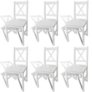 VidaXL Chaises de salle ? manger 6 pcs Blanc Pin?de