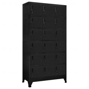 Image de VidaXL Armoire &agrave; Casiers Acier Noir 90x40x180 cm - Noir