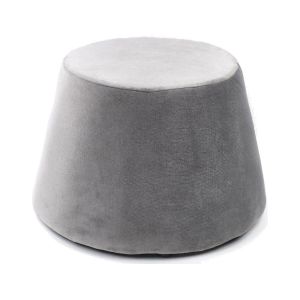 Today Pouf cylindrique en effet velours "Cocoon" - Gris - L 31.5 x l 34 x H 46.5 cm