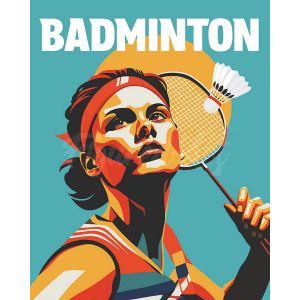 Peinture au num&eacute;ro : Affiche sportive Badminton - toile tendue sur ch&acirc;ssis