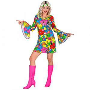 Widmann 48763 48763 Costume pour adulte The 70s Groovy Style Robe florale Flower Power années 70 Fête à thème Carnaval Femme Multicolore L