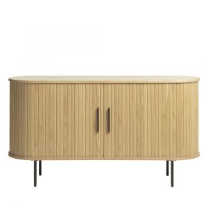 DRAWER Buffet 2 portes aux angles arrondis en bois et métal L140cm - Alicia - Couleur - Bois clair