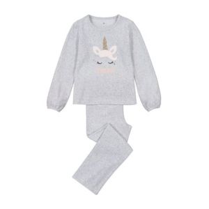 Pyjama en velours, motif licorne brodé