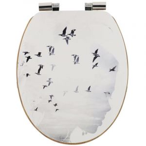 Tendance Abattant WC en Bois avec frein de chute et kit de fixation déco Envole