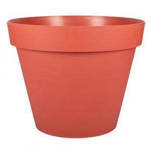Eda Plastiques Pot de Fleur Rond Toscane &Oslash; 30 cm - Volume 10 L - &Oslash; 29,5 x H.24 cm - Orange Terre Battue