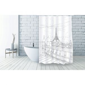 MSV Rideau de douche en polyester Esquisse 180x200cm