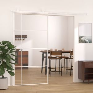 VidaXL Porte coulissante Verre esg et aluminium 102,5x205 cm Blanc Blanc