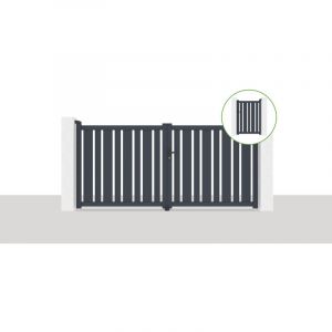 Casanoov - Pack portail battant 300x140cm veymont + Portillon 1m veymont H.140cm Gris