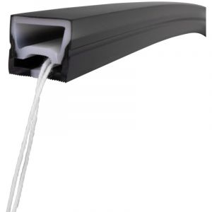 Barcelona led Gaine néon flexible en silicone noire pour rubans LED - 16x16 - 5 mètres - Courbure verticale
