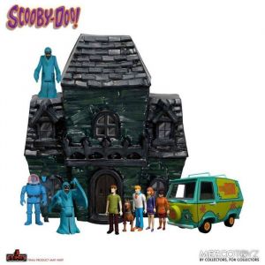 Diorama Complet Camionnette Scoubidou The Mystery Machine en Métal Le Manoir et 9 Personnages Amis et Ennemis