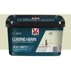 V33 Peinture 100% imperméable Cuisine & bain DécoLAB Vert tendre 2 l