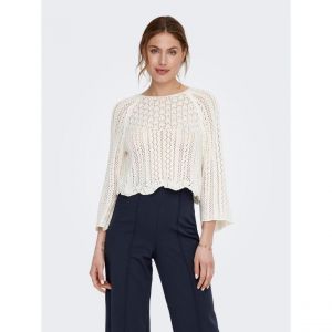 Only ONLNOLA Life 3/4 Pullover KNT Noos Pull-Over, Cloud Dancer, L aux Femmes