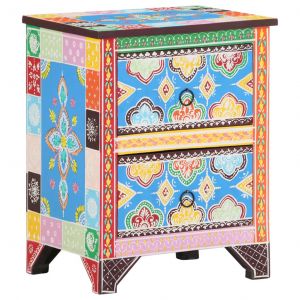 VidaXL Table de chevet peinte ? la main 40x30x50 cm Bois de manguier