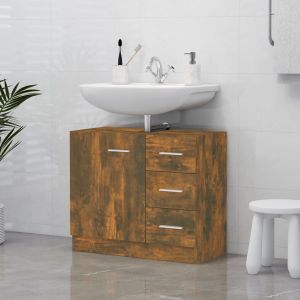 VidaXL Armoire de lavabo Chêne fumé 63x30x54 cm Bois d'ingénierie