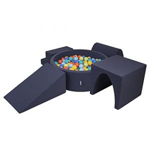 Aire De Jeux En Mousse Avec Rond Piscine à Balles (300 Balles) Pour Enfants, Bleu Foncé:Vertclr/Orange/Turq/Bleu/Babybl/Jaune - bleu