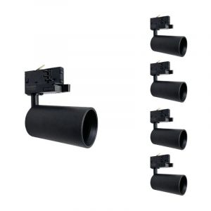 Silamp Spot LED sur rail 80° Triphasé NOIR pour ampoule GU10 (Pack de 5) -