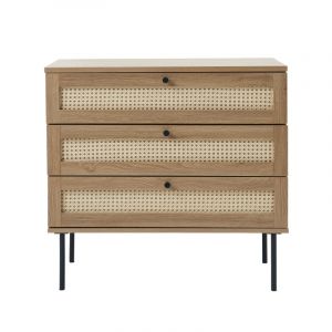 DRAWER Commode 3 tiroirs en bois et métal L80cm bois clair