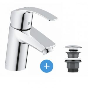 Grohe Eurosmart Set Mitigeur lavabo Taille S + Bonde clic clac pour lavabo avec trop-plein (32154002-CLICCLAC)