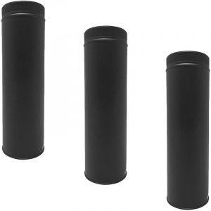 Lot de 3 MonMobilierDesign TDPI500 Conduit double paroi isolé polycombustible longueur 50 cm Noir Ø175
