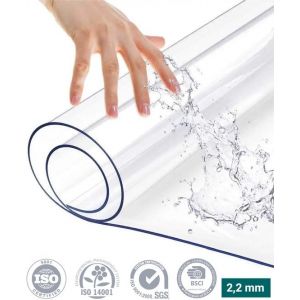HOMEWELL Protège Table Transparent Verre Clair 90x160cm - Nappe transparente - Nappe - Antidérapante et Résistante à la chaleur - 2.2 mm
