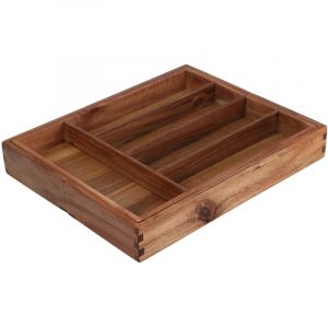 WELL HOME MOBILIARIO & DECORACIÓN Range-couverts en bois d'acacia extensible, élégant et fonctionnel