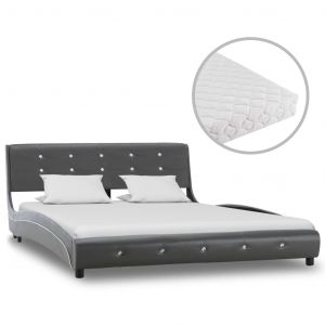 Image de VidaXL Lit avec matelas Gris Similicuir 140 x 200 cm