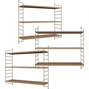 [en.casa] - Lot de 3 étagères murales Strängnäs acier 50 x 60 x 15 cm marron clair mat