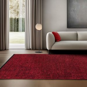 SIMPEX Tapis en Coton Chenille Rouge 120x170 cm  Lavable Style Boho Vintage Kelim Pour Salon Chambre Bureau & Cuisine