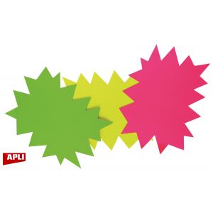 APLI 12750 - Lot de 50 étiquettes carton 780 g/m², forme éclaté 8x12, coloris rose/vert fluo