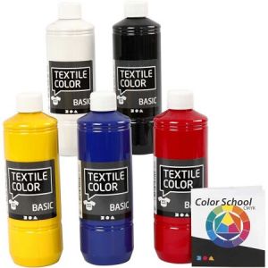 Image de Creotime Couleur textile, couleurs primaires, 5 x 500 ml.